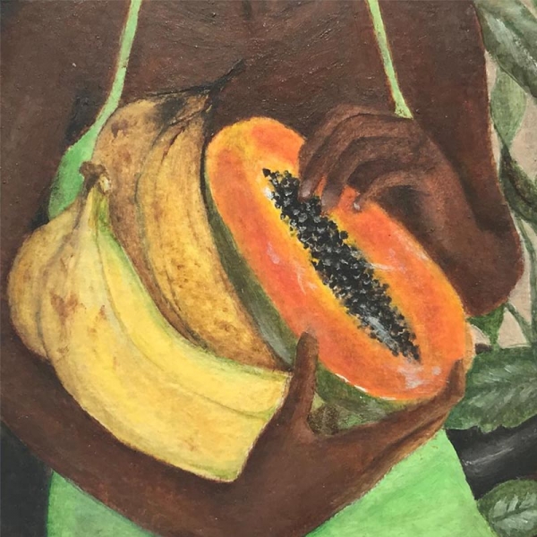 Portfolio Still Life - Woman with Fruit - Oil Painting by Leah